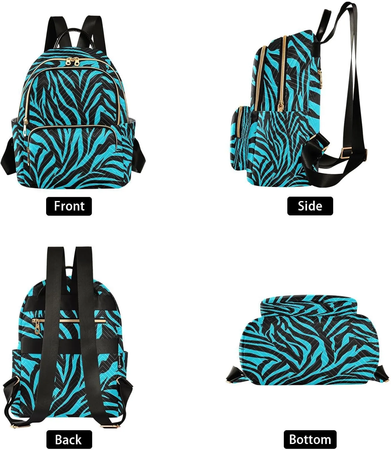 Blue Zebra Animal Print Mini Backpack Purse for Women Travel Bag Lightweight Shoulder Bag Fashion Daypack