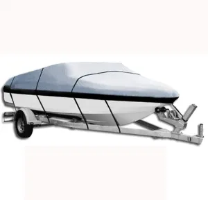 Boat Covers Outdoor Protection Boat Cover,210D Oxford V-Shaped Boat Cover for All Weather,Durable and Tear Proof for V-Hull TRI-Hull Runabout,Blue (Color : Gray, Size : 14/16ft)