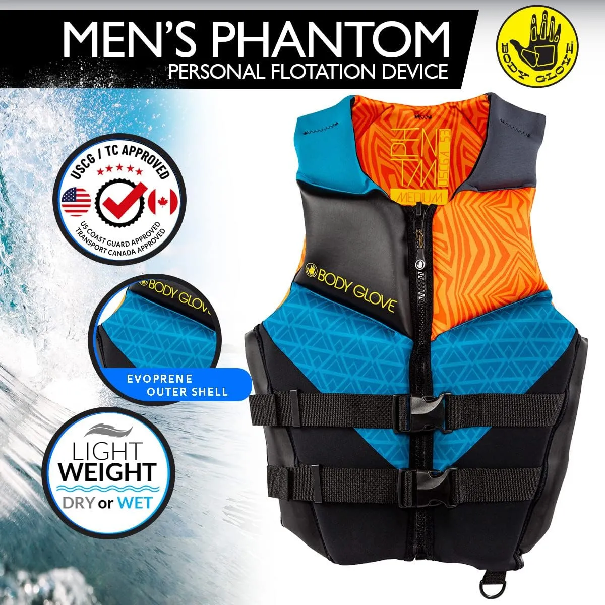 Body Glove Men’s Phantom USCGA Life Jacket PFD