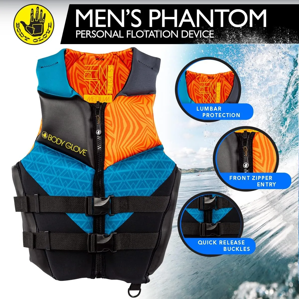 Body Glove Men’s Phantom USCGA Life Jacket PFD