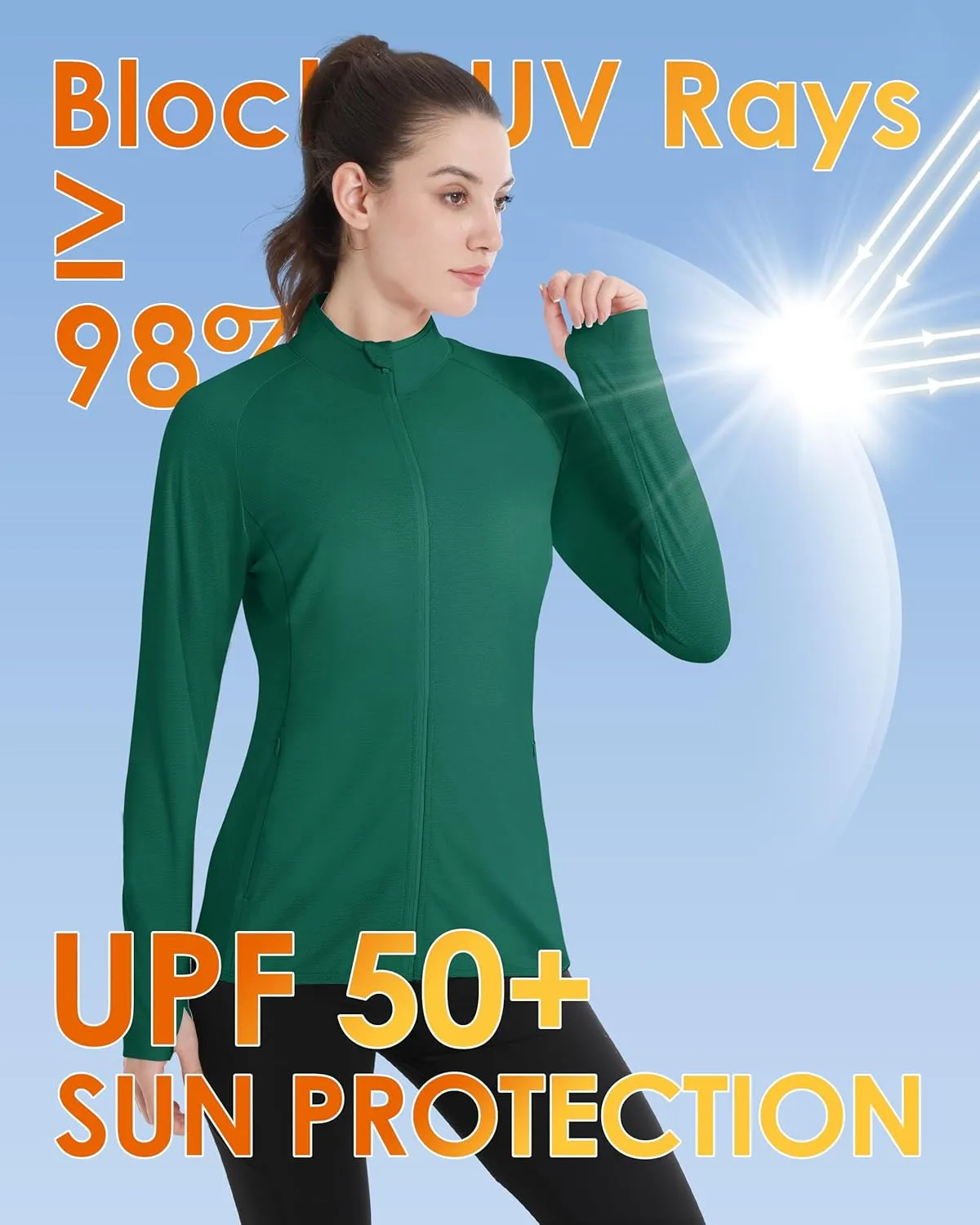 Boladeci Women's Athletic Jackets Lightweight UPF 50  Sun Shirts Long Sleeve Full Zip Up Quick Dry Running Workout Jackets