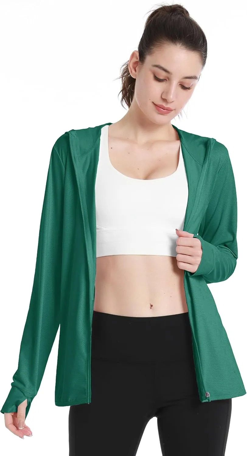 Boladeci Women's Athletic Jackets Lightweight UPF 50  Sun Shirts Long Sleeve Full Zip Up Quick Dry Running Workout Jackets