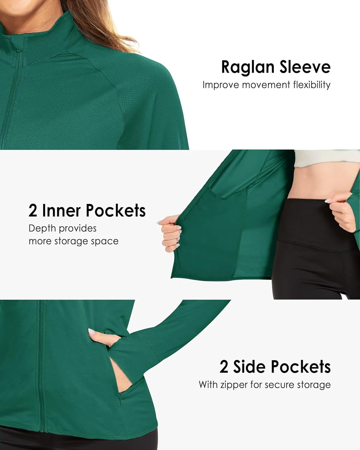 Boladeci Women's Athletic Jackets Lightweight UPF 50  Sun Shirts Long Sleeve Full Zip Up Quick Dry Running Workout Jackets