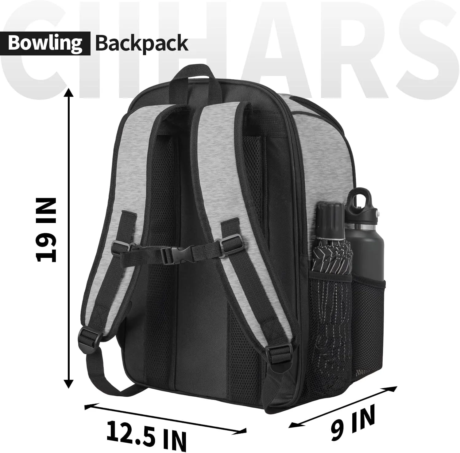 Bowling Backpack, Single Bowling Ball Bag with Shoe Bag Up to Size 16, Bowling Accessories Gifts for Bowling Lovers,Bowling Bag with Padded Ball Holder(BLACK)