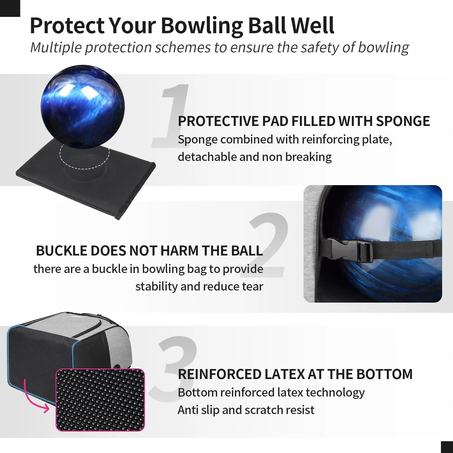Bowling Backpack, Single Bowling Ball Bag with Shoe Bag Up to Size 16, Bowling Accessories Gifts for Bowling Lovers,Bowling Bag with Padded Ball Holder(BLACK)