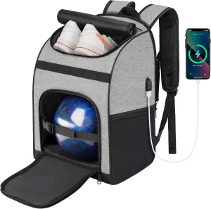 Bowling Backpack, Single Bowling Ball Bag with Shoe Bag Up to Size 16, Bowling Accessories Gifts for Bowling Lovers,Bowling Bag with Padded Ball Holder(BLACK)
