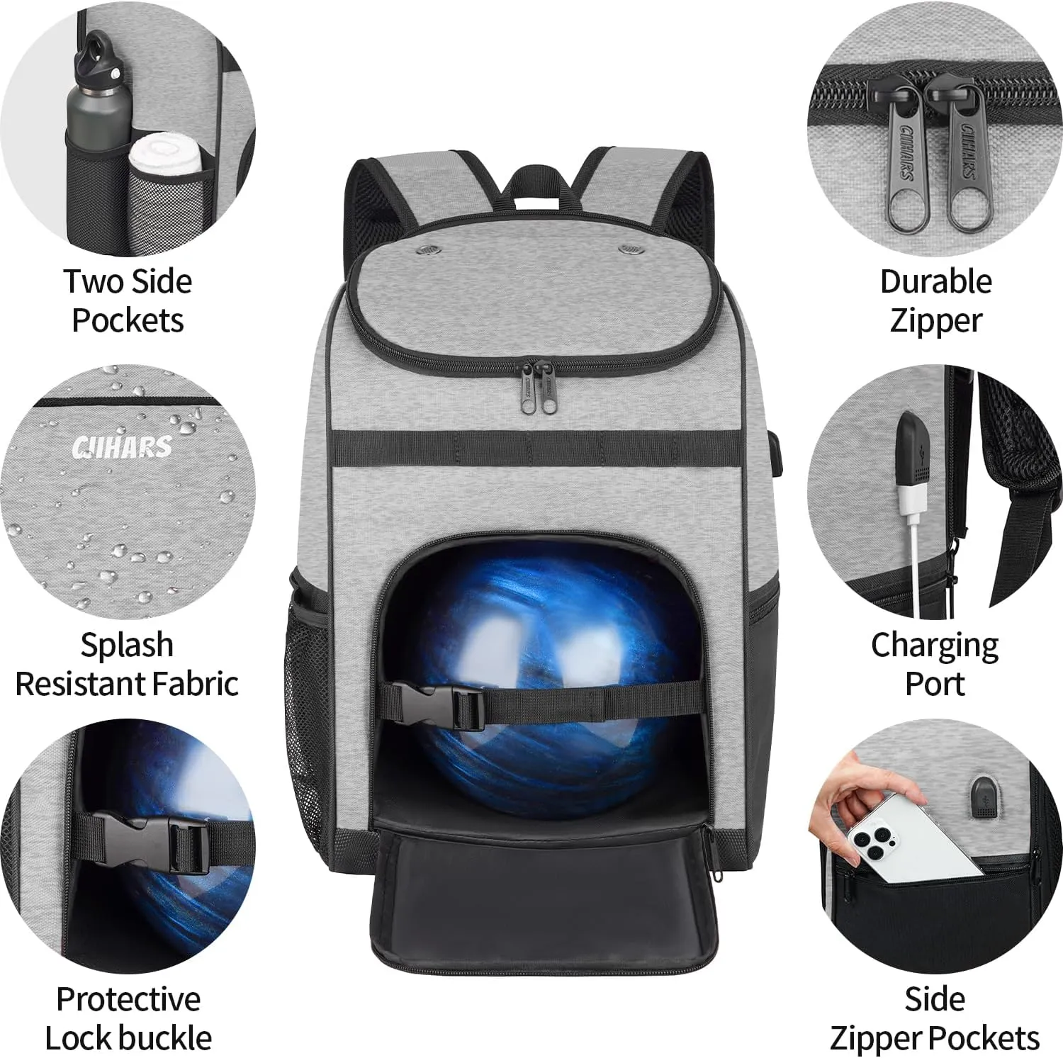 Bowling Backpack, Single Bowling Ball Bag with Shoe Bag Up to Size 16, Bowling Accessories Gifts for Bowling Lovers,Bowling Bag with Padded Ball Holder(BLACK)