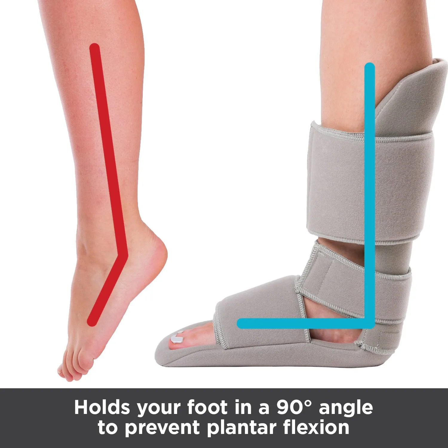 BraceAbility Padded 90 Degree Plantar Fasciitis Boot | Soft Dorsiwedge Night Splint to Stabilize Foot and Ankle, Stretches Plantar Fascia Ligament and Supports Achilles Tendon (Large)