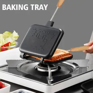 Breakfast Frying Pan Outdoor Detachable Baking Tray Non-Stick Foldable Sandwich Bread Fried Eggs Baking Plates Camping Supplies