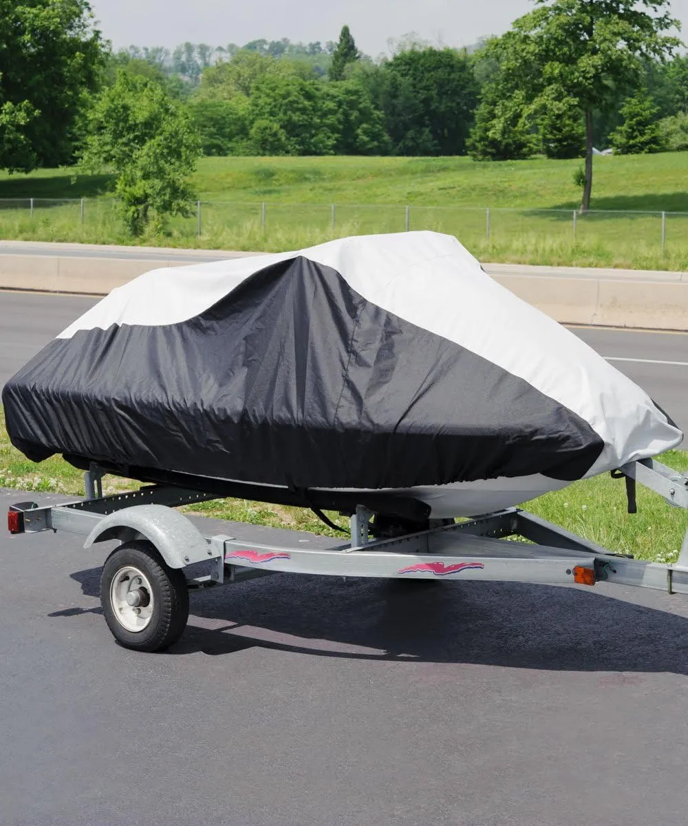 Budge Deluxe Jet Ski Cover Fits Jet Skis 121" to 135" Long x 36.75" Wide, Black/Gray (BA231212015)