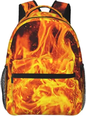 Burning Flame Backpack Laptop Backpack Sports Travel Shoulder bag Light casual backpack