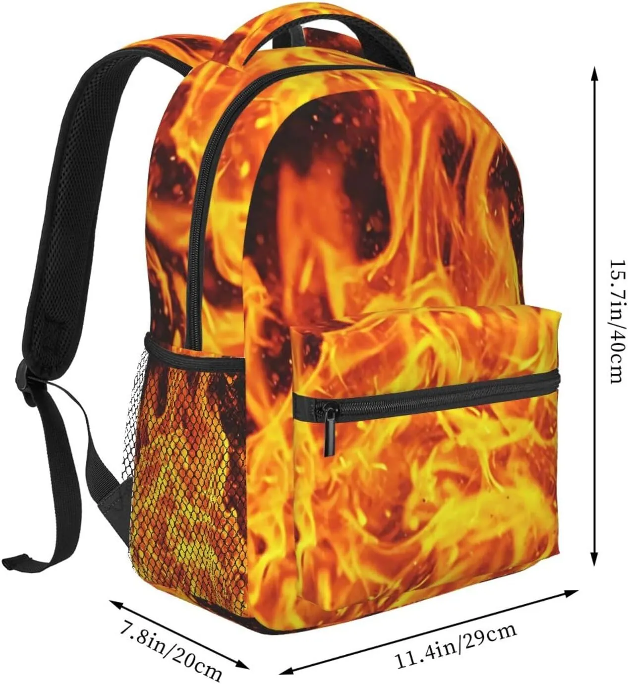 Burning Flame Backpack Laptop Backpack Sports Travel Shoulder bag Light casual backpack