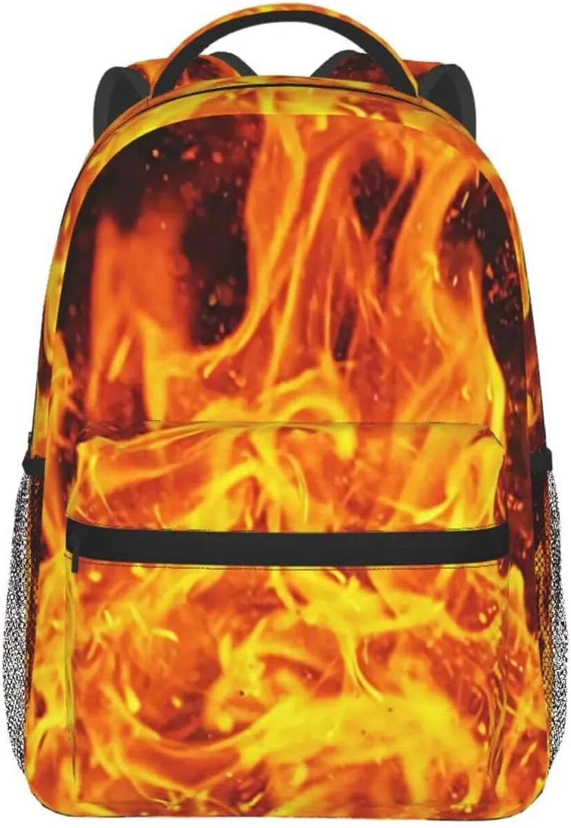 Burning Flame Backpack Laptop Backpack Sports Travel Shoulder bag Light casual backpack