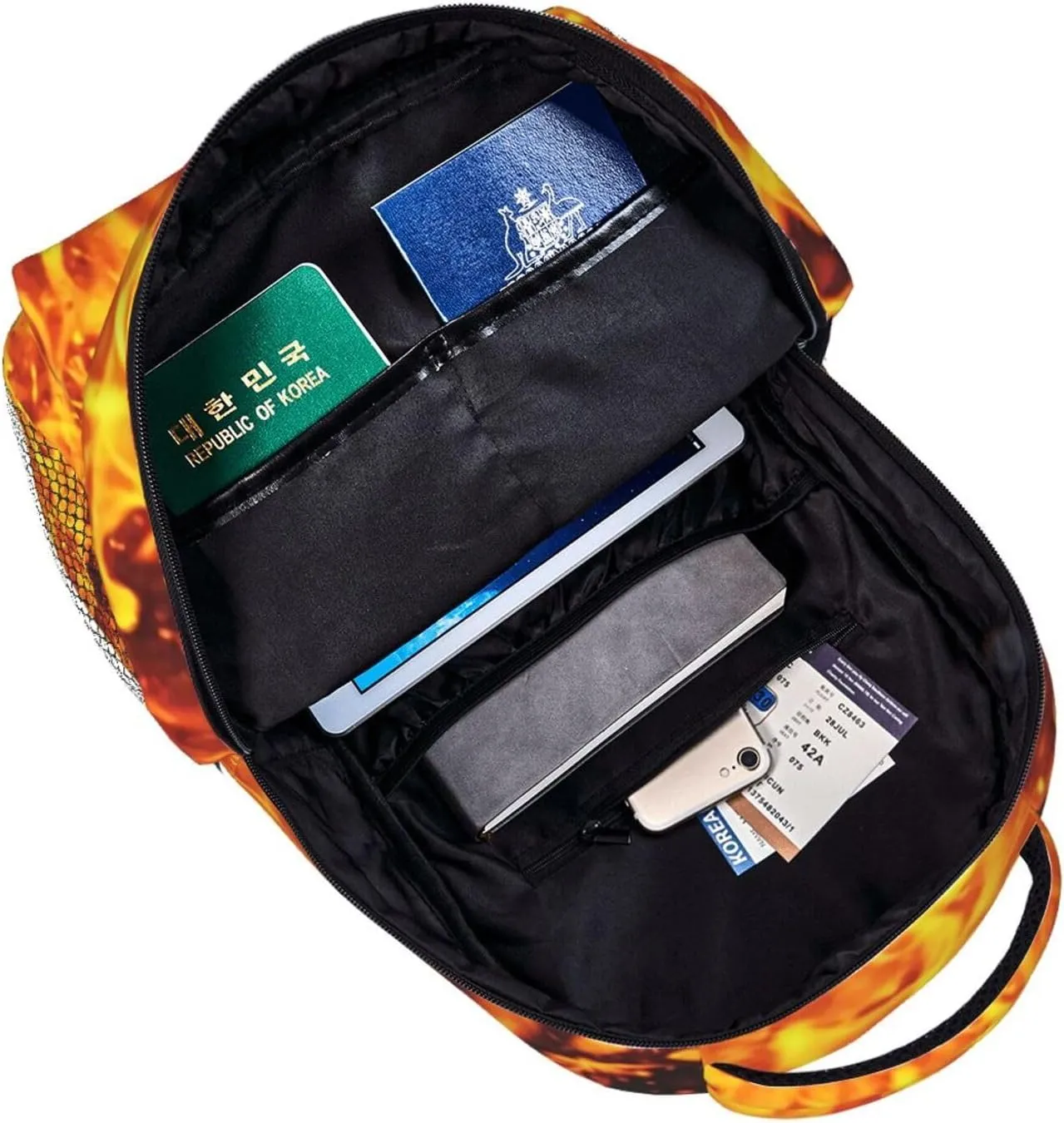 Burning Flame Backpack Laptop Backpack Sports Travel Shoulder bag Light casual backpack