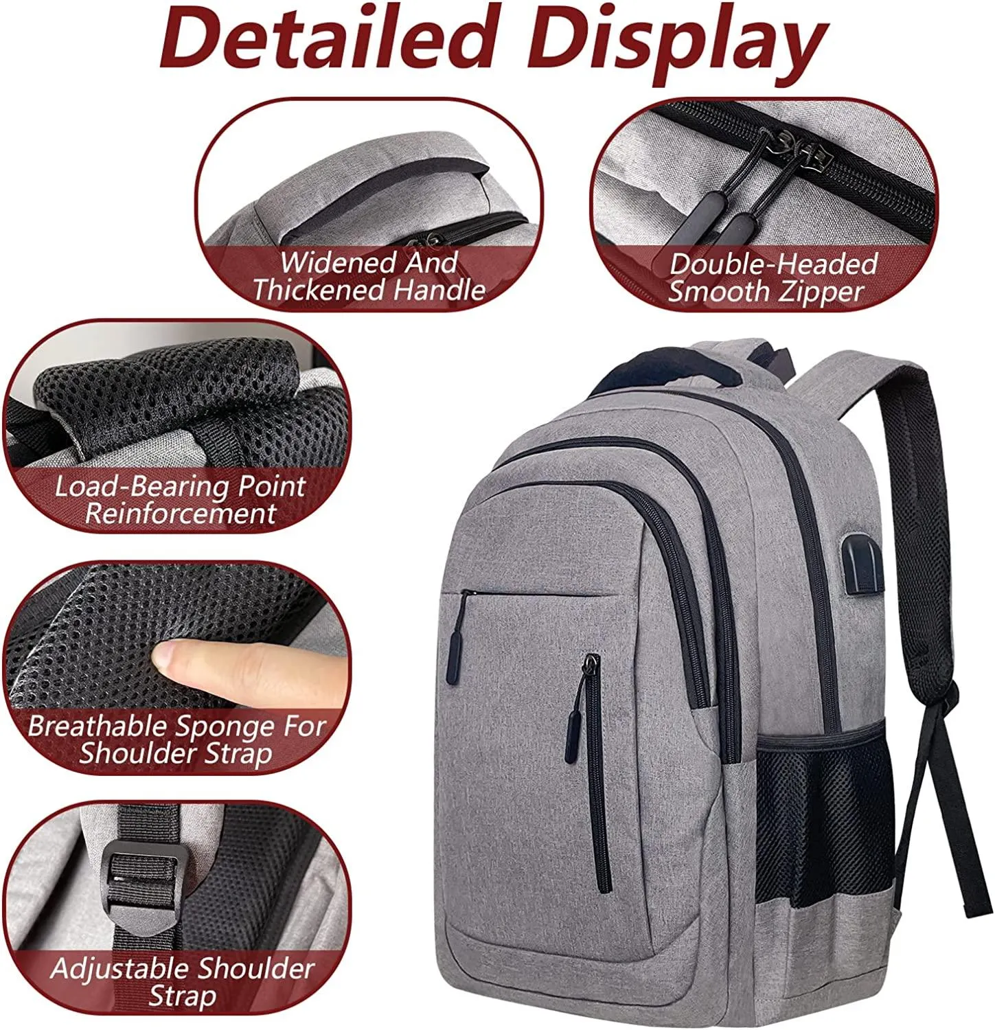 Business Laptop Backpacks,Casual Computer Daypack School College Students Bookbag with USB Charging/Headphone Port for Women Teens Boys Fits 17.3 Inch Notebook