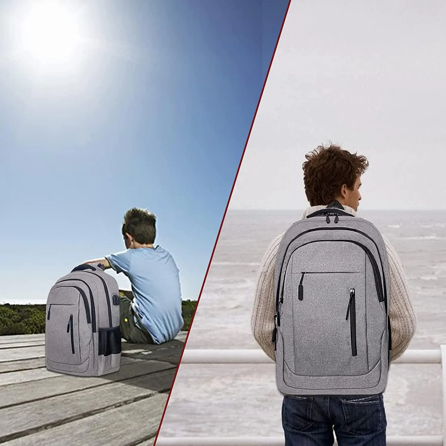 Business Laptop Backpacks,Casual Computer Daypack School College Students Bookbag with USB Charging/Headphone Port for Women Teens Boys Fits 17.3 Inch Notebook