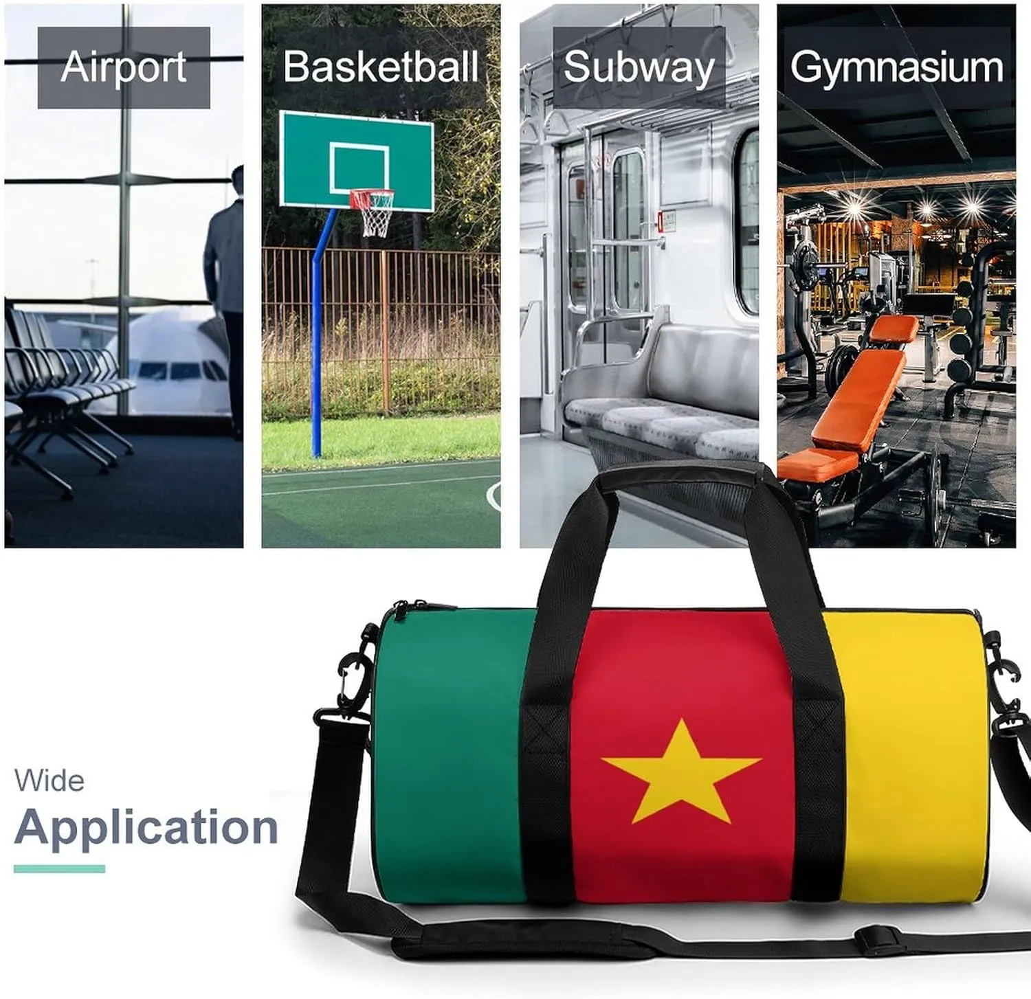 Cameroon Flag Waterproof Gym Bag wDry Wet Separation Sports Duffel for Travel Beach