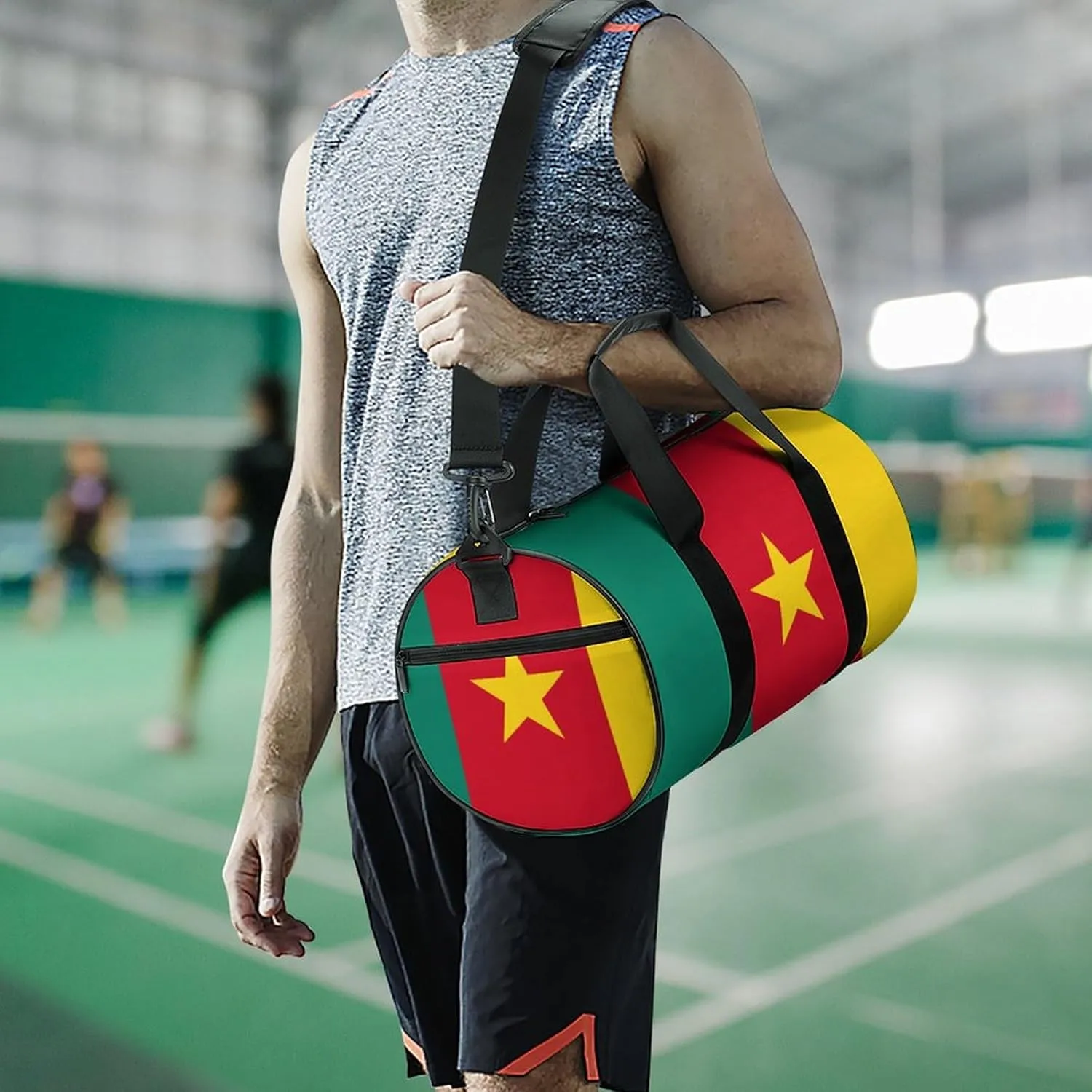 Cameroon Flag Waterproof Gym Bag wDry Wet Separation Sports Duffel for Travel Beach