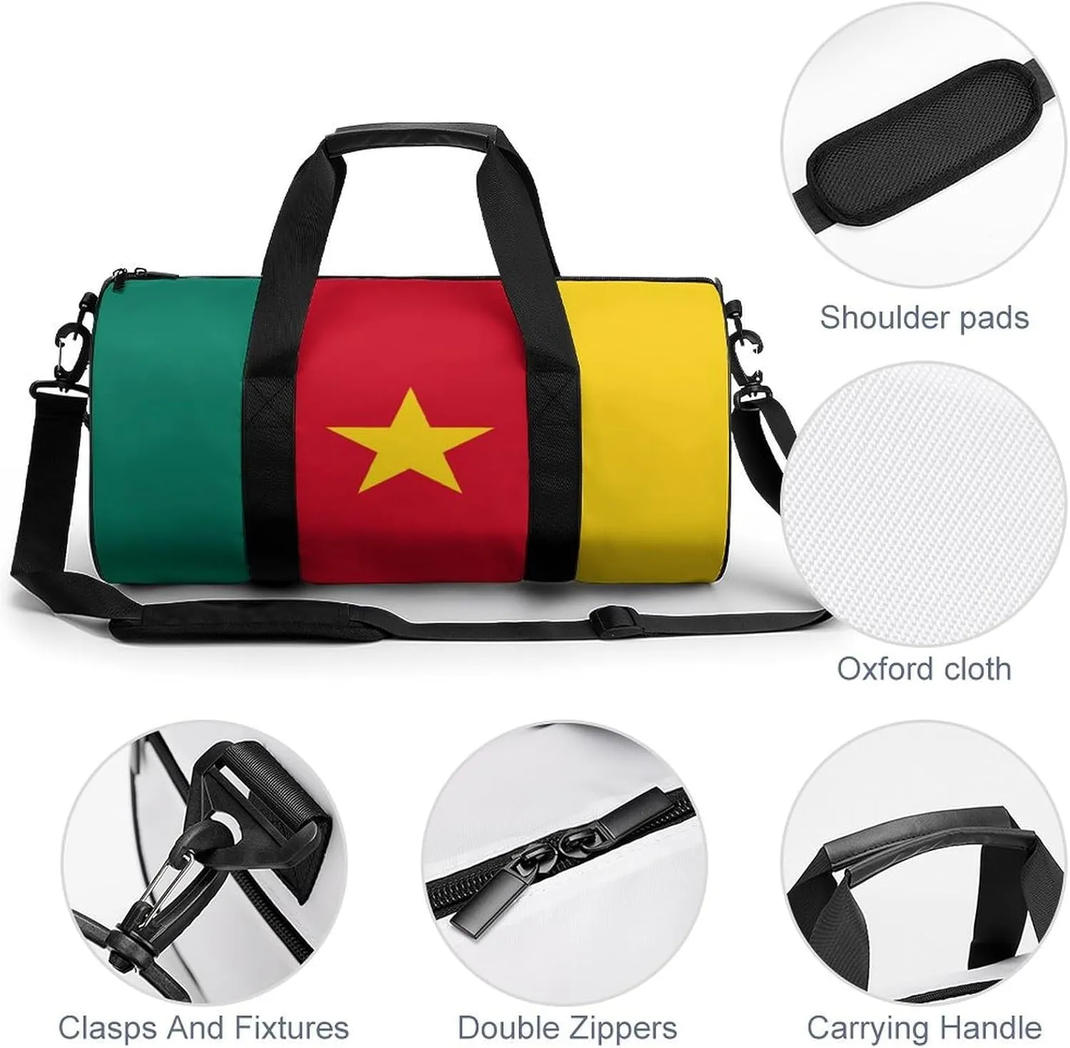 Cameroon Flag Waterproof Gym Bag wDry Wet Separation Sports Duffel for Travel Beach