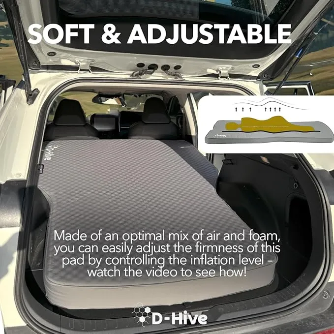 Camping Mattress - Compatible with Tesla Model Y, 4.5" Extra Thick Self-Inflating Air Mattress, Self-Inflating Sleeping Pad Car Mattress, Solid Foam for All-Seasons, Fits SUVs incl Pump