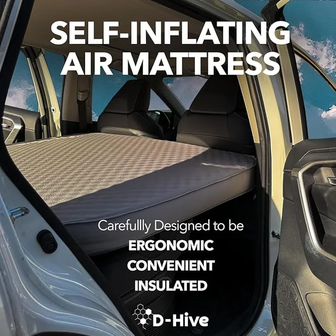 Camping Mattress - Compatible with Tesla Model Y, 4.5" Extra Thick Self-Inflating Air Mattress, Self-Inflating Sleeping Pad Car Mattress, Solid Foam for All-Seasons, Fits SUVs incl Pump