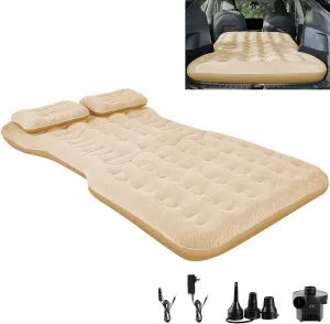 Camping Mattress for Tesla Model Y, SUV Air Mattress with Electric Air Pump, Inflatable Thickened Car Air Bed with 2 Pillows, Portable Sleeping Pad Mattress for Car Camping Home Travel, Brown