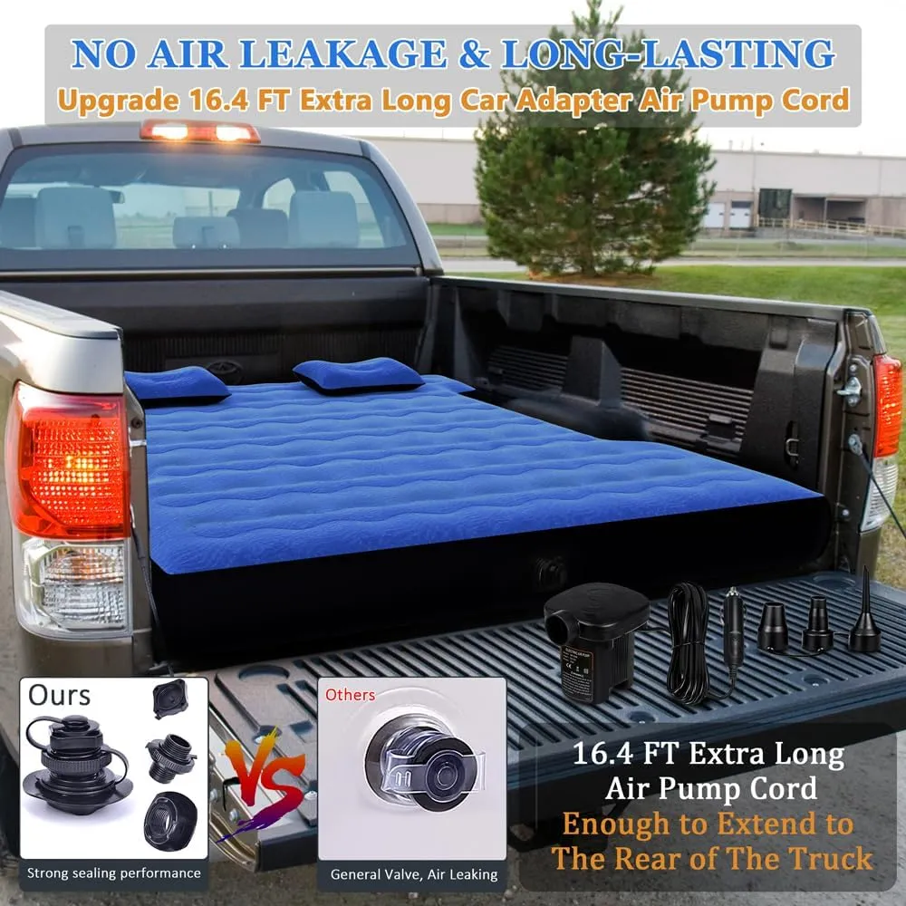 Camping Pickup Truck Bed Air Mattress Thicken Sleeping Pad for 5.5-5.8Ft Full-Size Short Truck Beds Outdoor Camping Car Travel(Navy Blue)