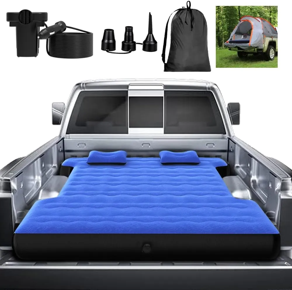 Camping Pickup Truck Bed Air Mattress Thicken Sleeping Pad for 5.5-5.8Ft Full-Size Short Truck Beds Outdoor Camping Car Travel(Navy Blue)