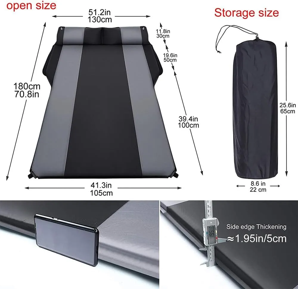 Car Automatic Inflatable Bed for Cadillac Escalade (6Seats) 2015 2016 2017 2018 2019, Portable Movable Thickened Trunk Sleeping Bed Outdoor Camping Hiking Air Mattress,Grey