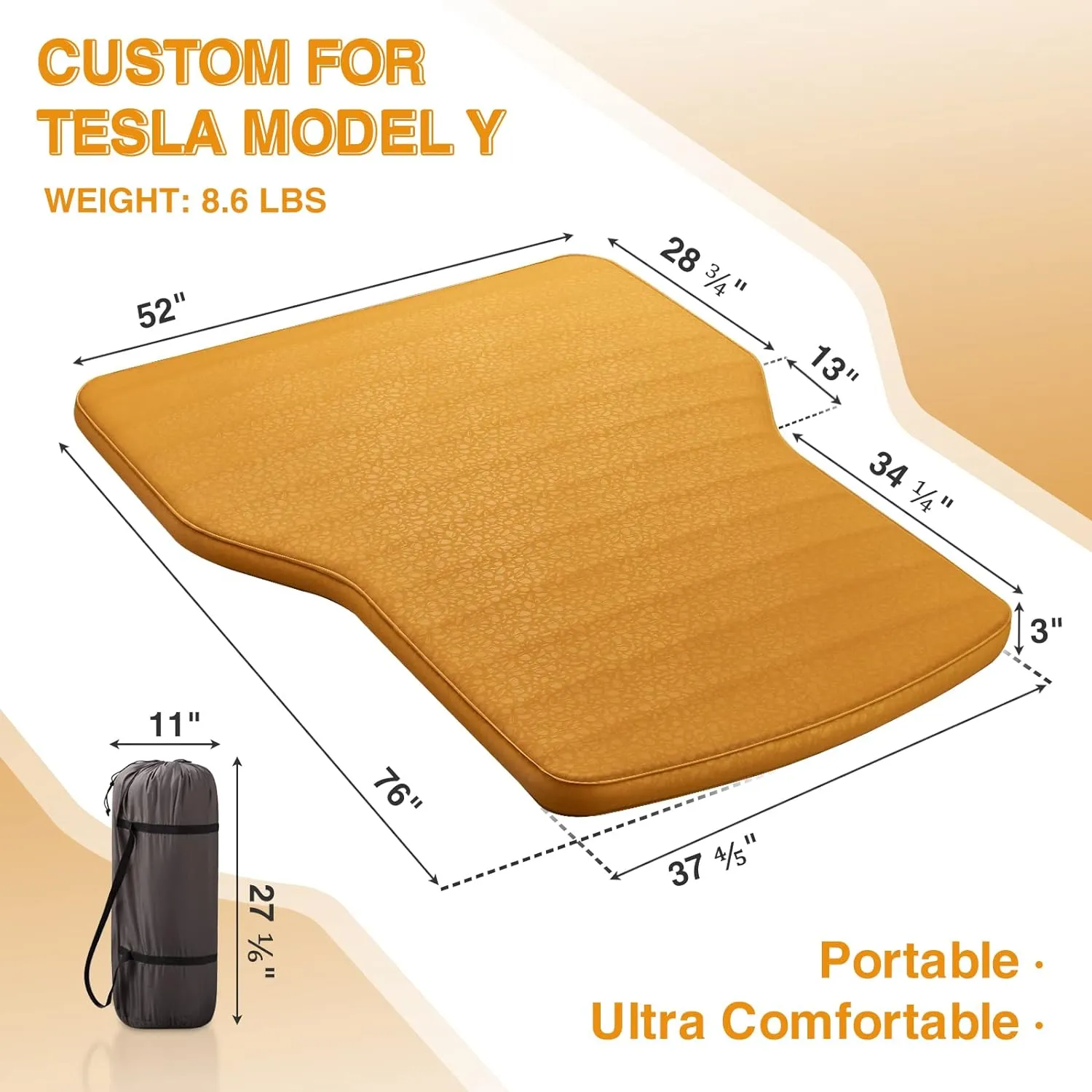 Car Camping Mattress for Tesla Model Y, Model 3, Pickups, Vans, Trucks, SUVs