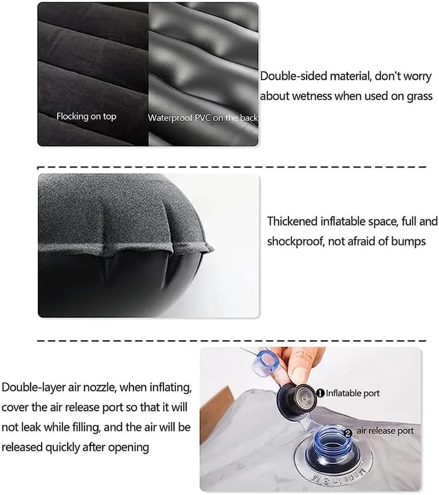 Car Inflatable Mattress for Subaru WRX 2022 2023 2024 2025 Rear Trunk Air Cushion Camping Travel Folding Self Inflating Sleeping Pad Back Seat Air Mattresses,Black
