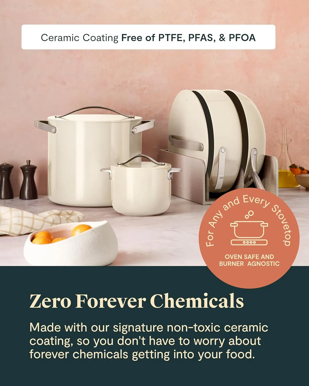 Caraway Cookware  Collection - Specialty Cookware Set - Petite Cooker, Stir Fry Pan, Rondeau, & Stock Pot - 3 Lids & Storage Organizer Included - Marigold