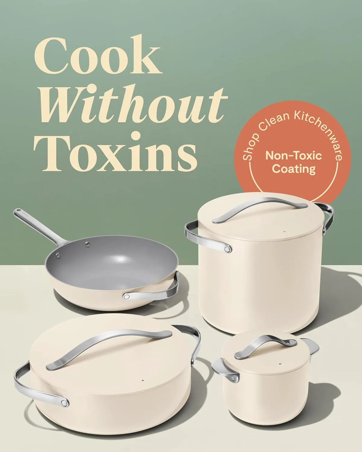 Caraway Cookware  Collection - Specialty Cookware Set - Petite Cooker, Stir Fry Pan, Rondeau, & Stock Pot - 3 Lids & Storage Organizer Included - Marigold