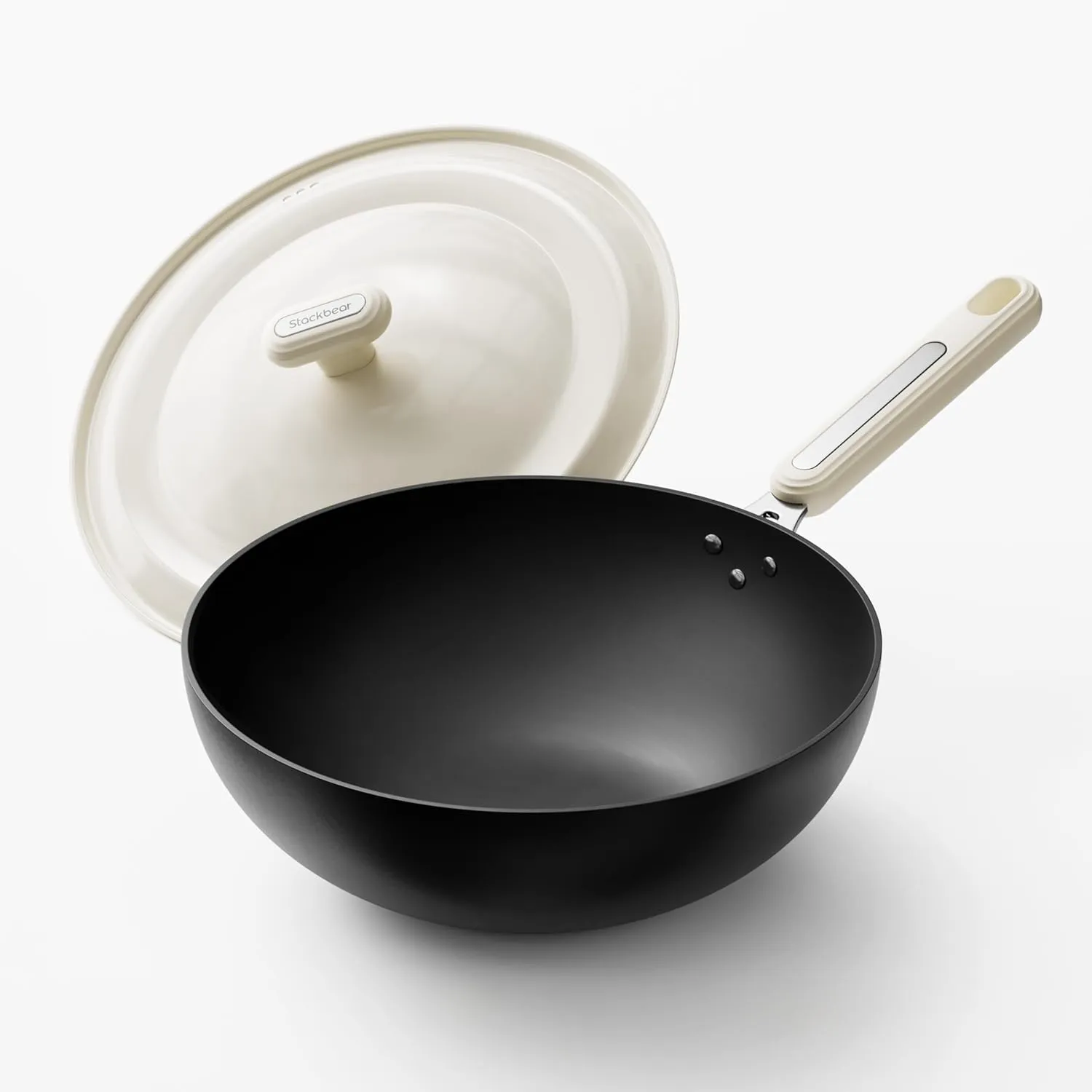 Carbon Steel Wok Pan - 11.8 Inch Pre-Seasoned Flat Bottom Chinese Woks & Stir Fry Pans with Lid, Lightweight Kitchen Cookware for All Stovetops, Gas, Electric, Gift Set for Women/Mom