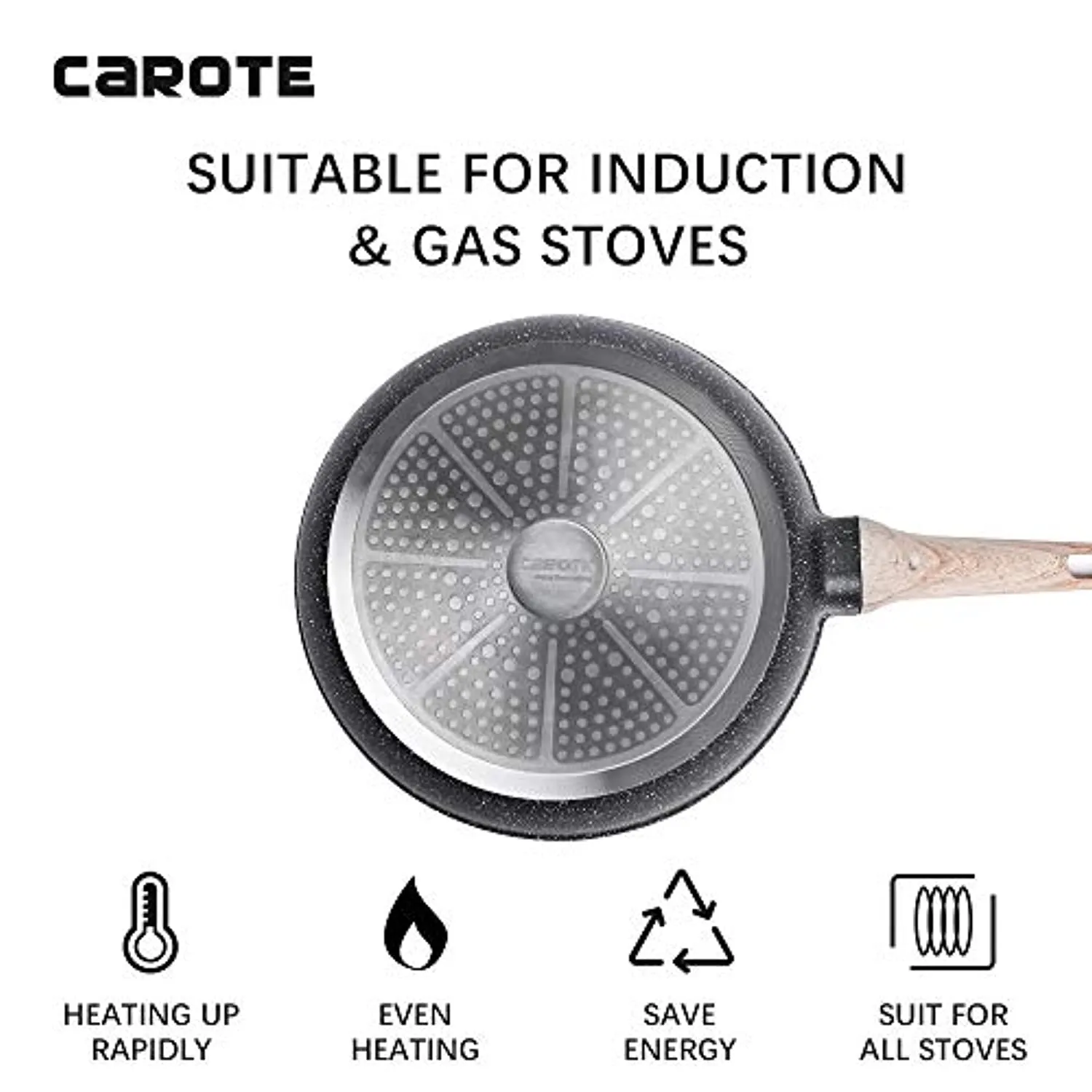 CAROTE Nonstick Frying Pan Skillet,Non Stick Granite Fry Pan Egg Pan Omelet Pans, Stone Cookware Chef's Pan, PFOA Free (Classic Granite, 10-Inch)