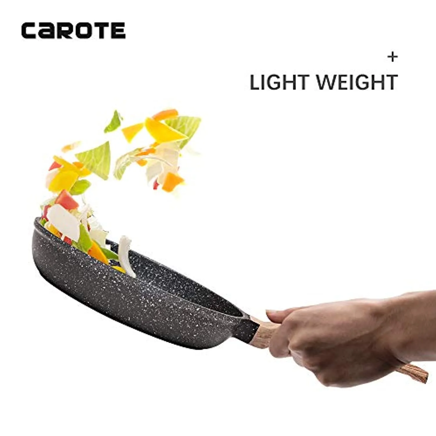 CAROTE Nonstick Frying Pan Skillet,Non Stick Granite Fry Pan Egg Pan Omelet Pans, Stone Cookware Chef's Pan, PFOA Free (Classic Granite, 10-Inch)