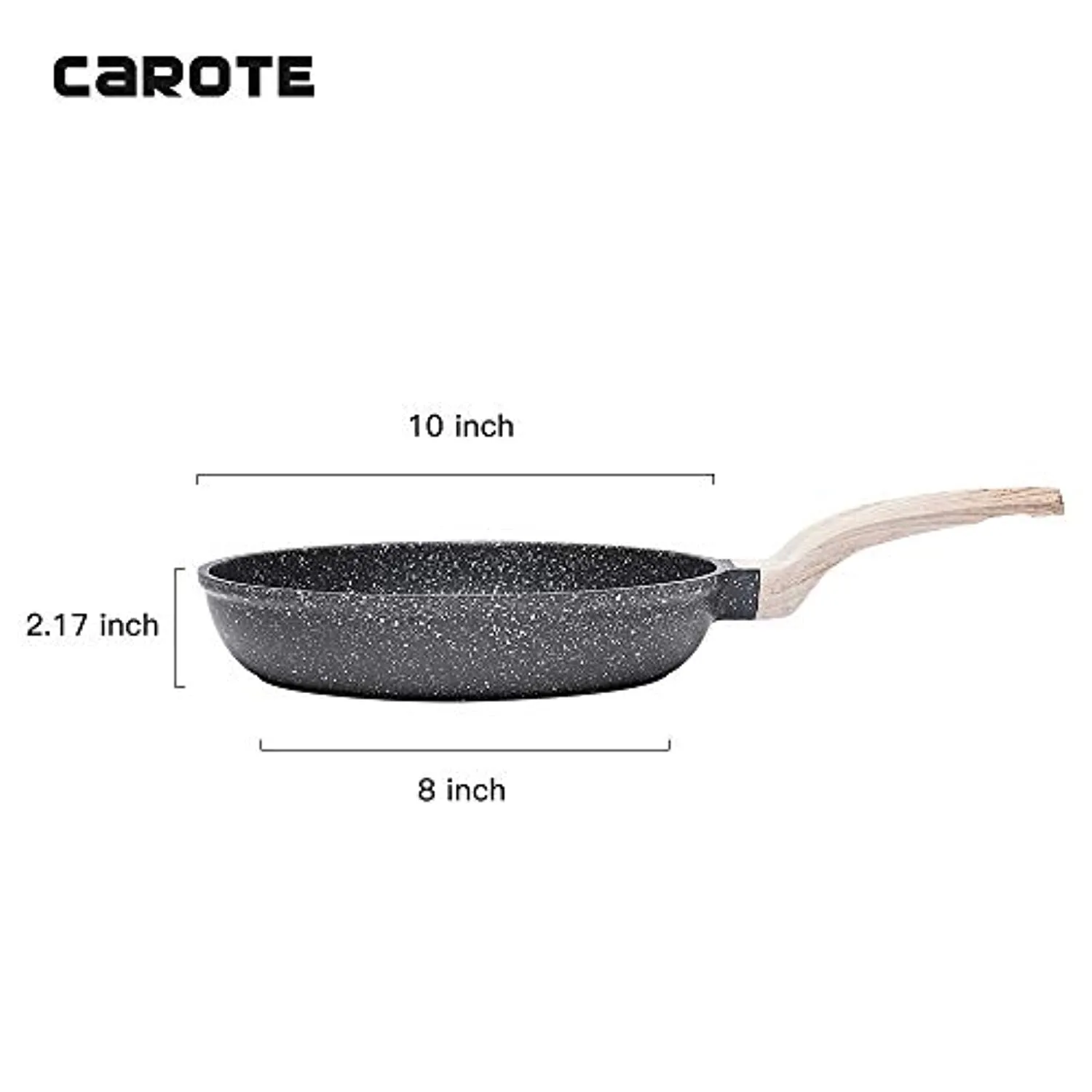 CAROTE Nonstick Frying Pan Skillet,Non Stick Granite Fry Pan Egg Pan Omelet Pans, Stone Cookware Chef's Pan, PFOA Free (Classic Granite, 10-Inch)