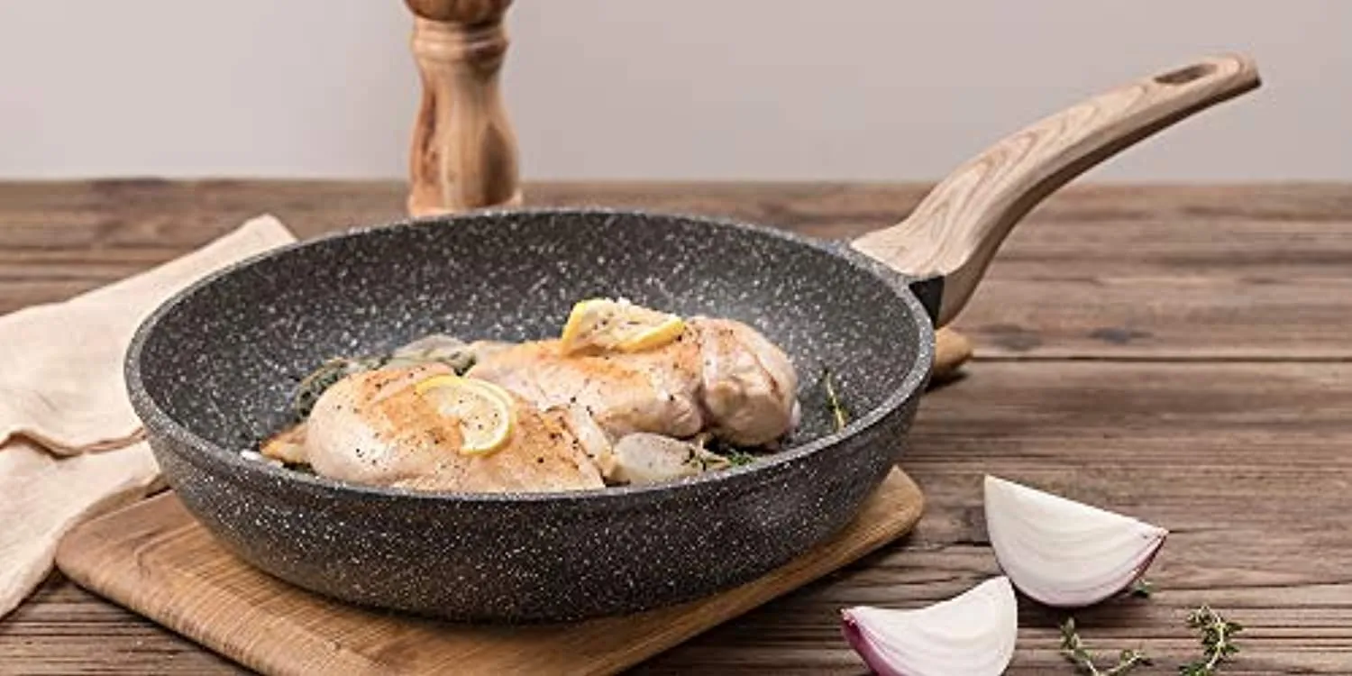 CAROTE Nonstick Frying Pan Skillet,Non Stick Granite Fry Pan Egg Pan Omelet Pans, Stone Cookware Chef's Pan, PFOA Free (Classic Granite, 10-Inch)