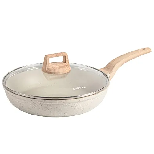 CAROTE Nonstick Frying Pan Skillet,Non Stick Granite Fry Pan Egg Pan Omelet Pans, Stone Cookware Chef's Pan, PFOA Free (Classic Granite, 10-Inch)