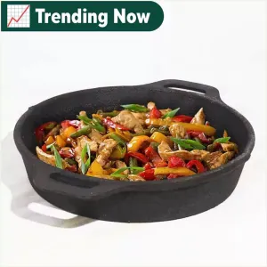 CASTrong Cast Iron Fry Pan, 2 Handles, Pre-seasoned, Nonstick, 100% Pure, Toxin-free, Induction, 24.6cm, 1.8L, 2.6kg