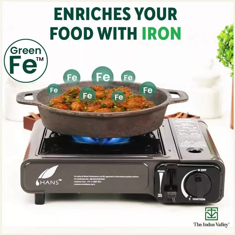 CASTrong Cast Iron Fry Pan, 2 Handles, Pre-seasoned, Nonstick, 100% Pure, Toxin-free, Induction, 24.6cm, 1.8L, 2.6kg