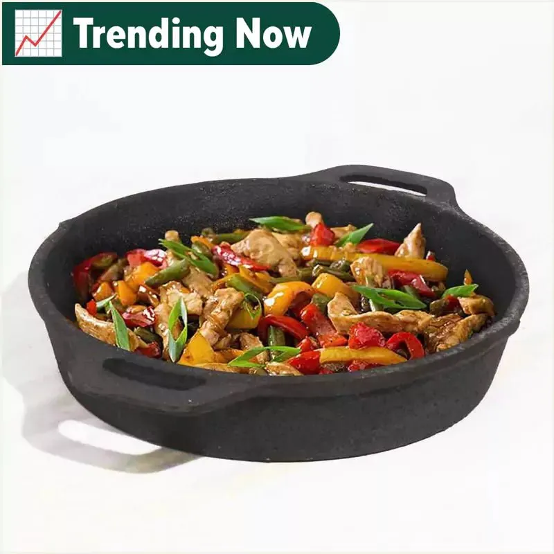 CASTrong Cast Iron Fry Pan, 2 Handles, Pre-seasoned, Nonstick, 100% Pure, Toxin-free, Induction, 24.6cm, 1.8L, 2.6kg