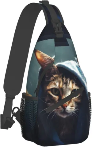 Cat Taking a Baths Outdoor Cross-body Shoulder Bag, Unisex Backpack For Women Men Young Hiking Travel