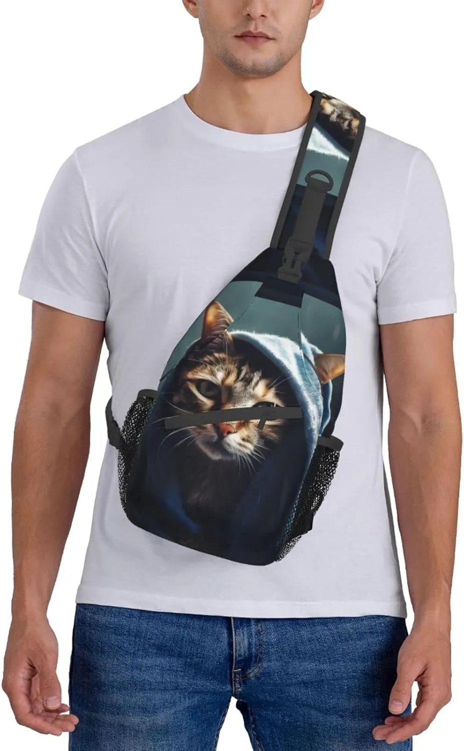 Cat Taking a Baths Outdoor Cross-body Shoulder Bag, Unisex Backpack For Women Men Young Hiking Travel