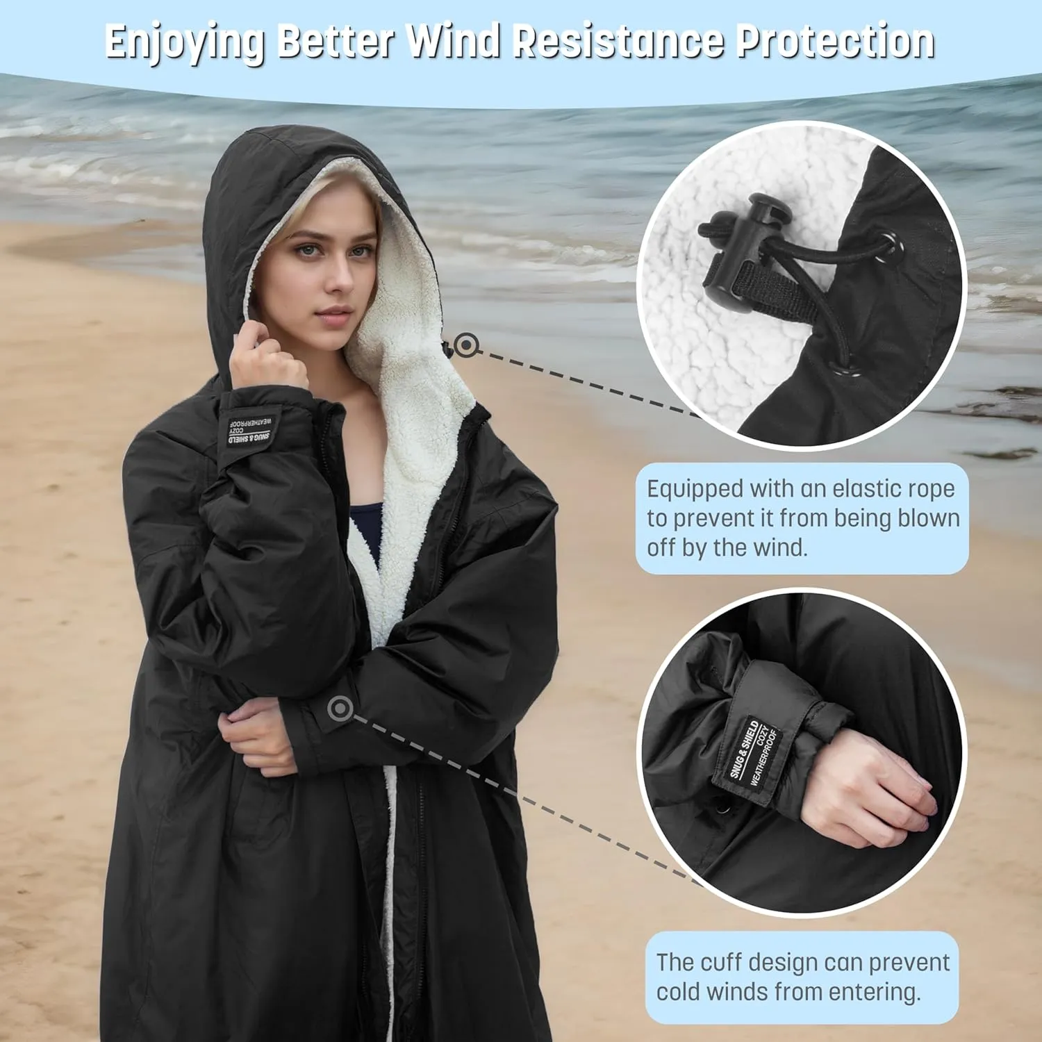 Catalonia Swim Parka for Women Men, Lightweight Surf Swim Jacket, Oversized Waterproof Warm Swim Coat, Changing Poncho Robe