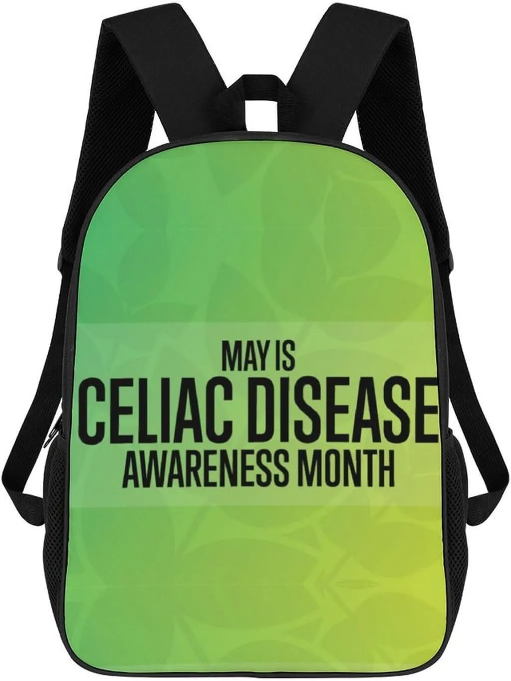 Celiac Disease Awareness Light Green Ribbon Backpack for Worker Business Hiking Travel Bag Shoulders Bag