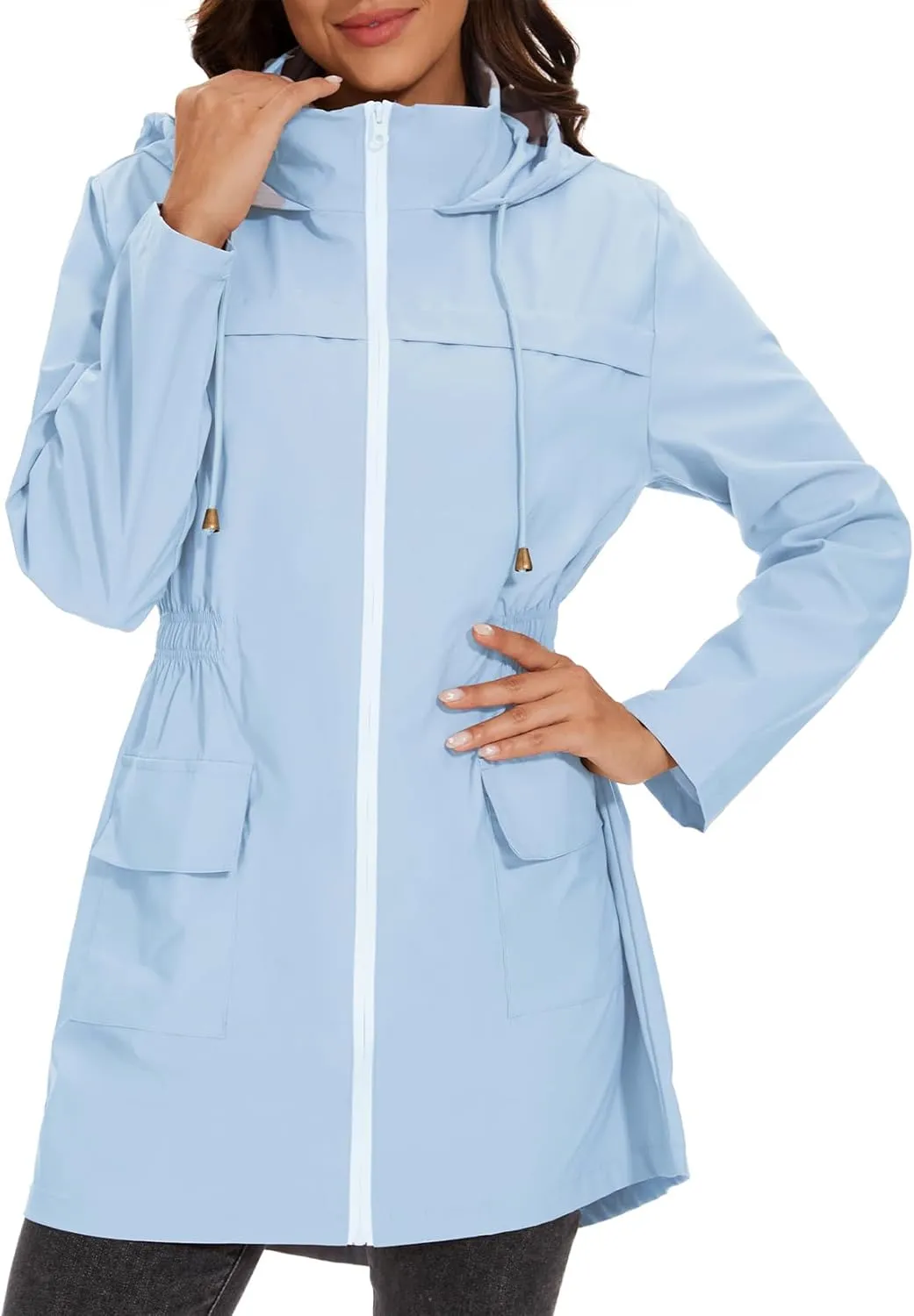 Century Star Packable Rain Jackets Waterproof Womens Rain Coats with Hood Lightweight Windbreaker Jacket