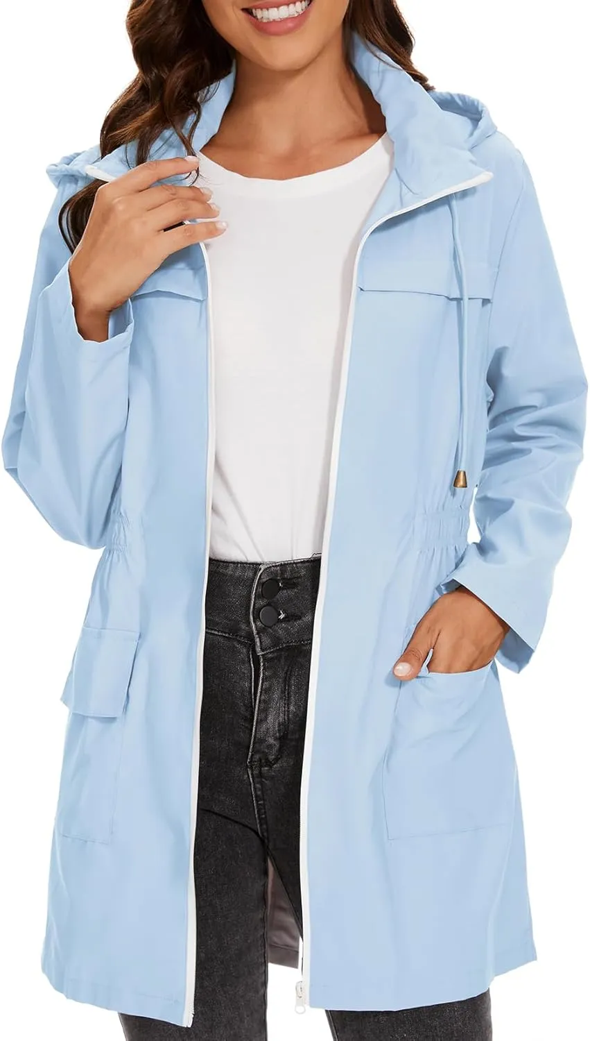 Century Star Packable Rain Jackets Waterproof Womens Rain Coats with Hood Lightweight Windbreaker Jacket