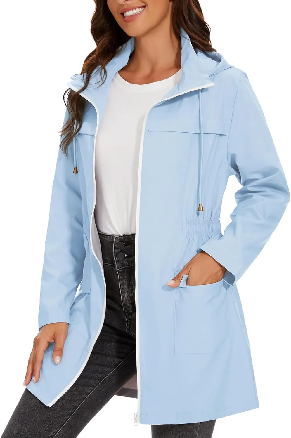 Century Star Packable Rain Jackets Waterproof Womens Rain Coats with Hood Lightweight Windbreaker Jacket