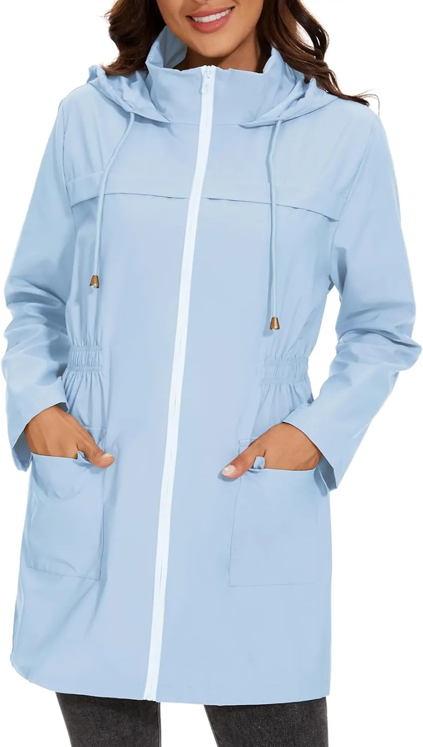 Century Star Packable Rain Jackets Waterproof Womens Rain Coats with Hood Lightweight Windbreaker Jacket